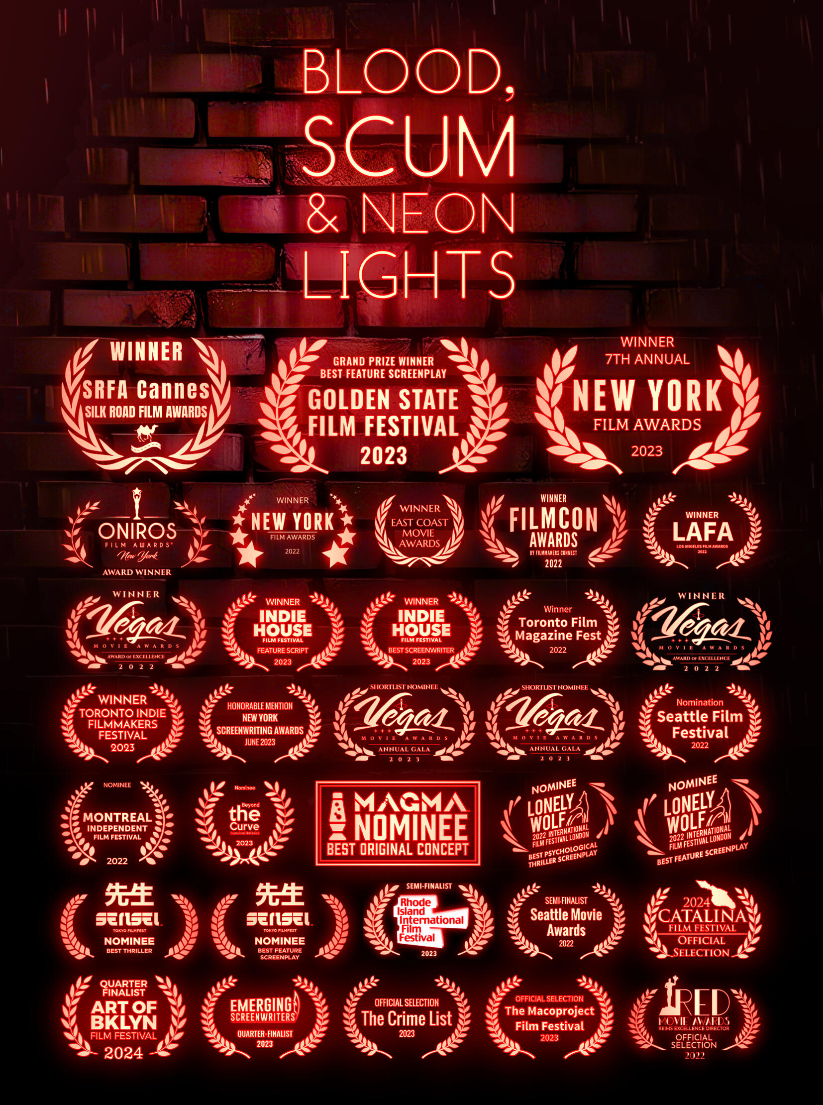 Untitled Blood, Scum & Neon Lights film noir screenplay laurel poster.